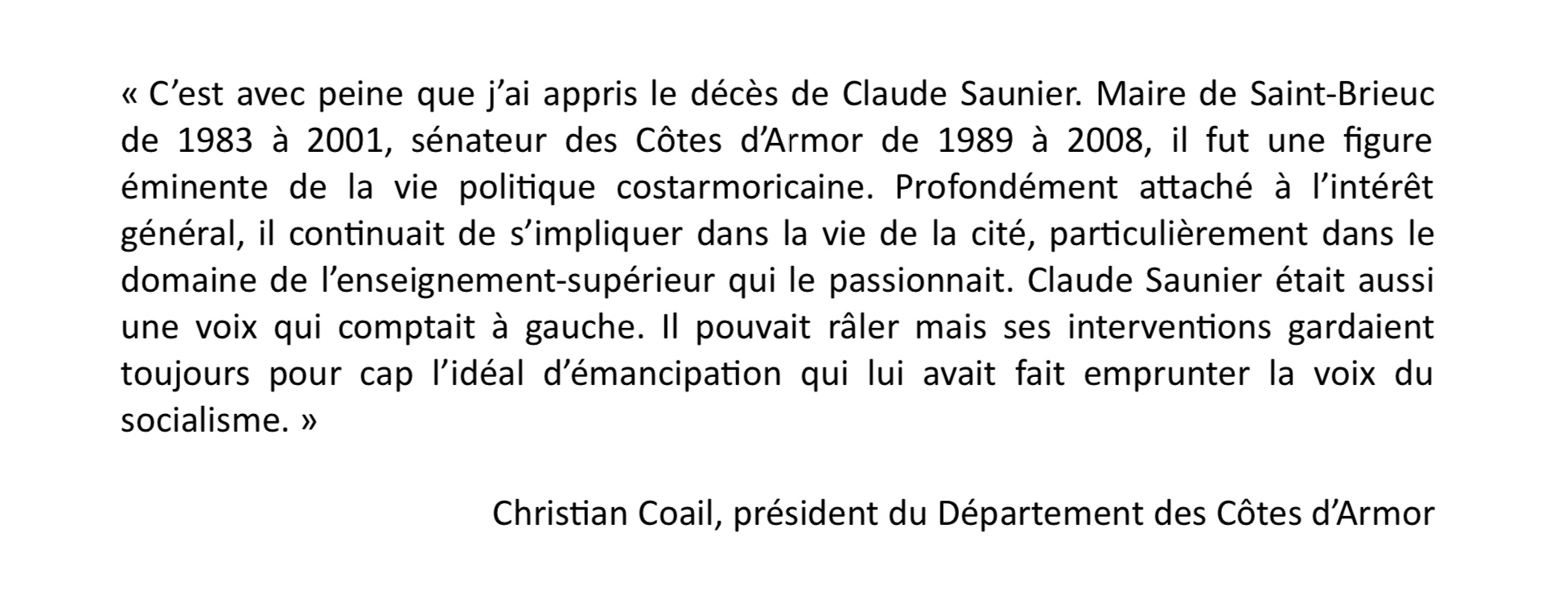 Christian Coail hommage Claude Saunier